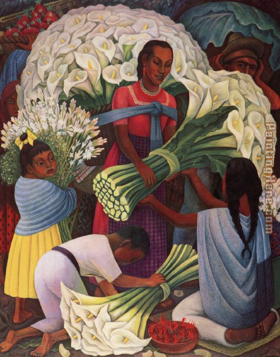 Mercado De Flores (The Flower Vendor) painting - Diego Rivera Mercado De Flores (The Flower Vendor) art painting